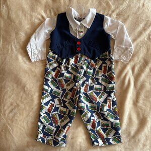 Nursery Rhyme Novelty Train Print One Piece Suit Baby Boy 12 mo